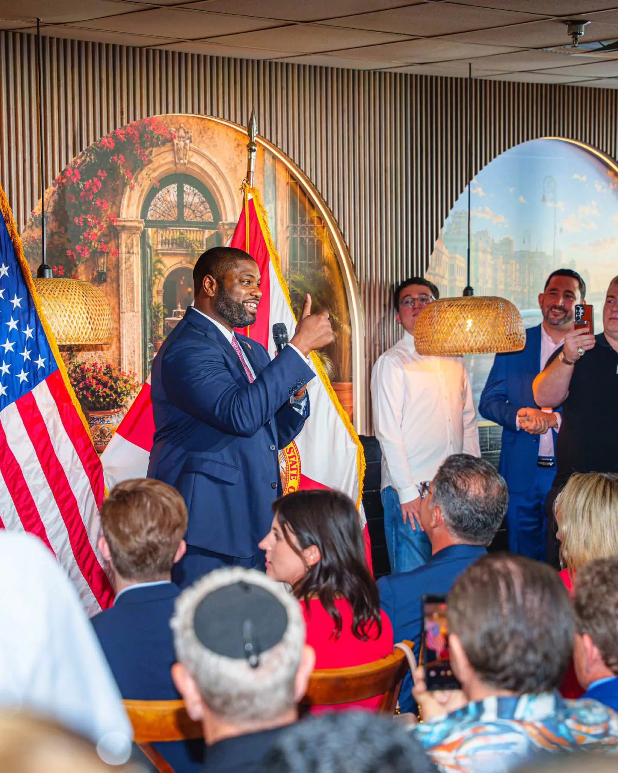 Byron Donalds speaking to supporters at a Miami-Dade campaign rally