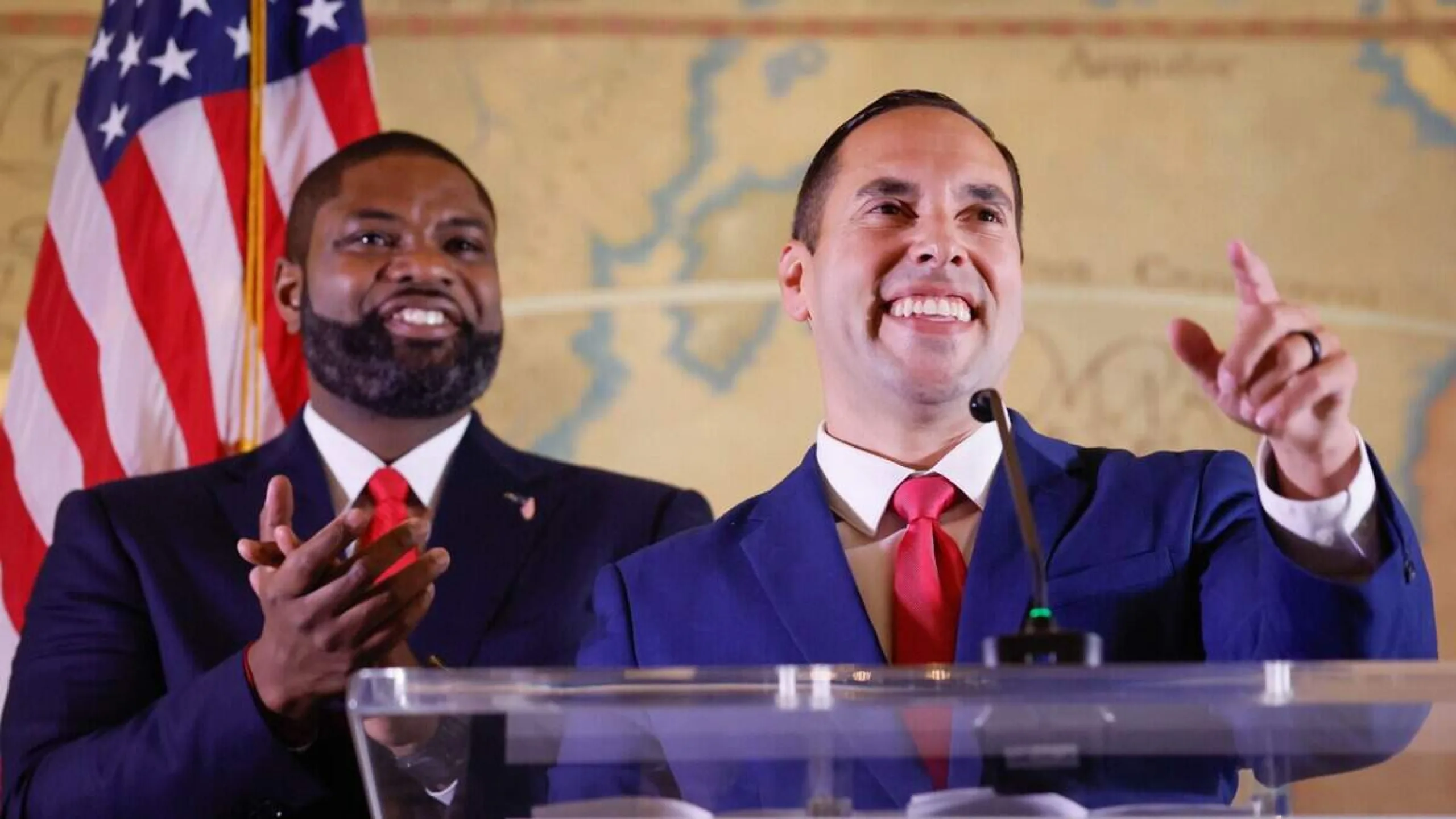 Bryan Ávila speaking at the Freedom Tower in Miami after Byron Donalds named him his running mate